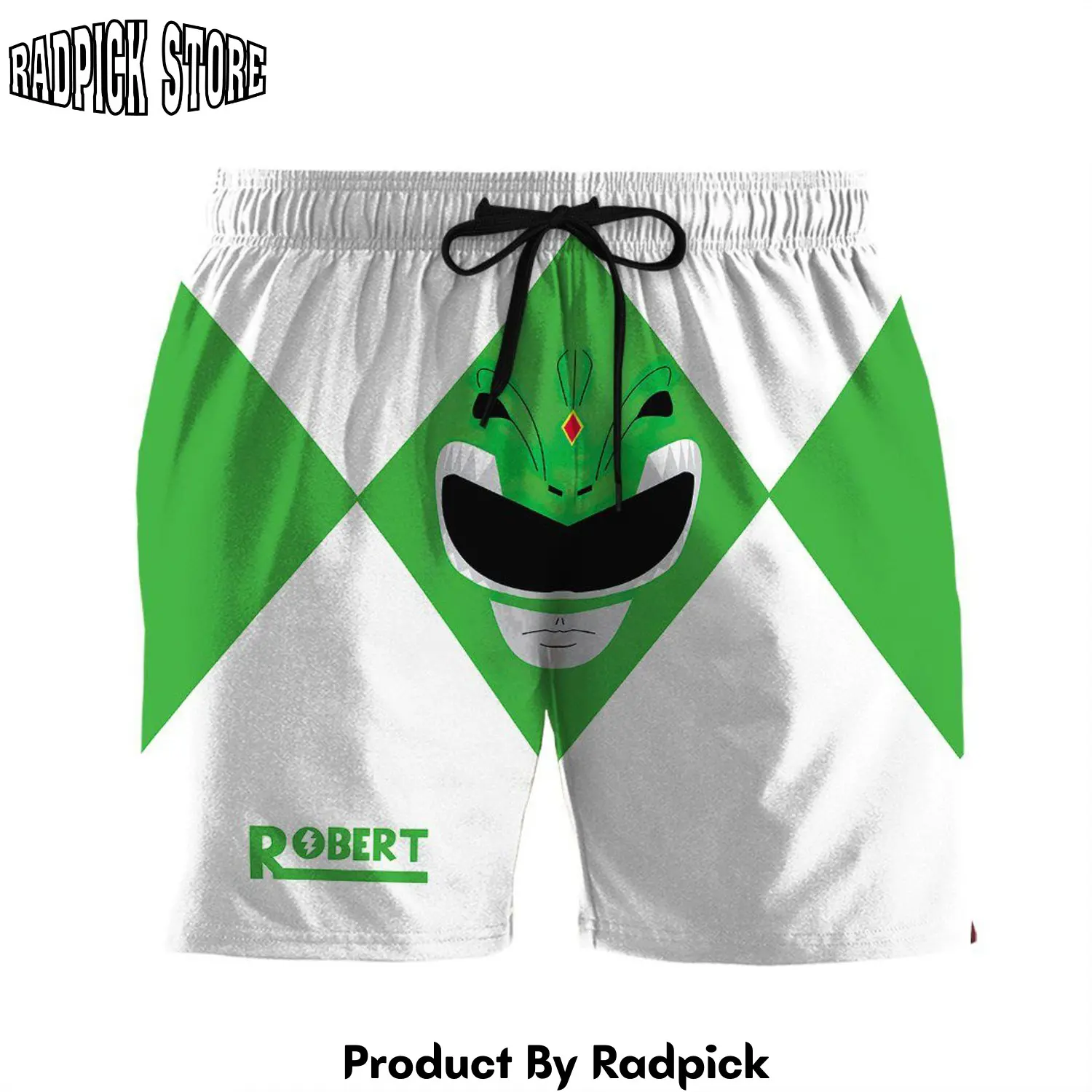 Radpick 3d mighty morphin power rangers green ranger custom name beach shorts swim trunk rp631340